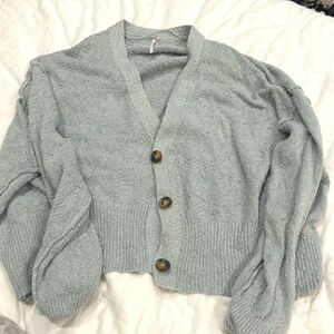 Free People Found my Friend Blue boucle Cardigan